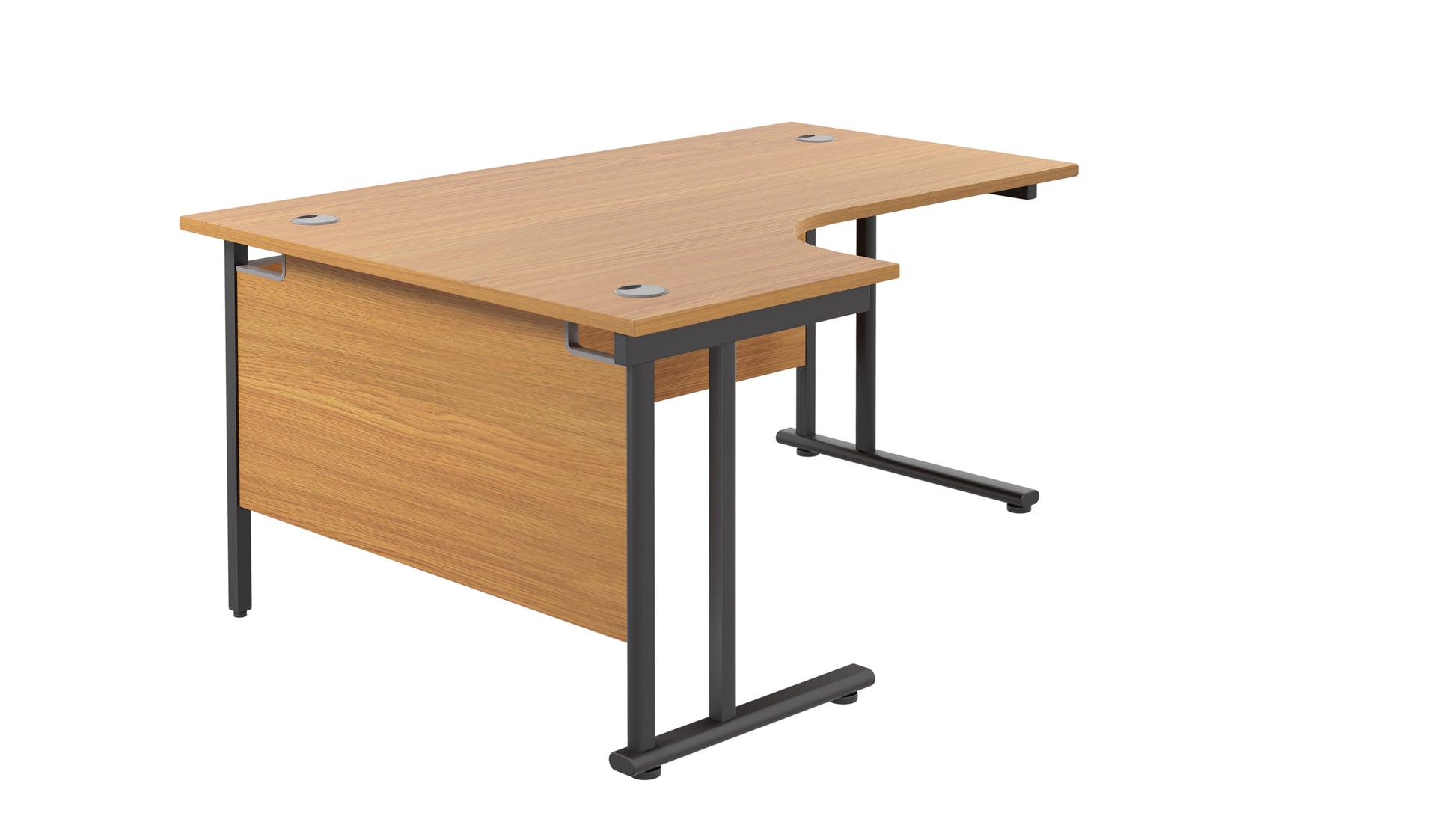 Twin Upright Left Hand Radial Desk | 1800X1200 | Nova Oak/Black