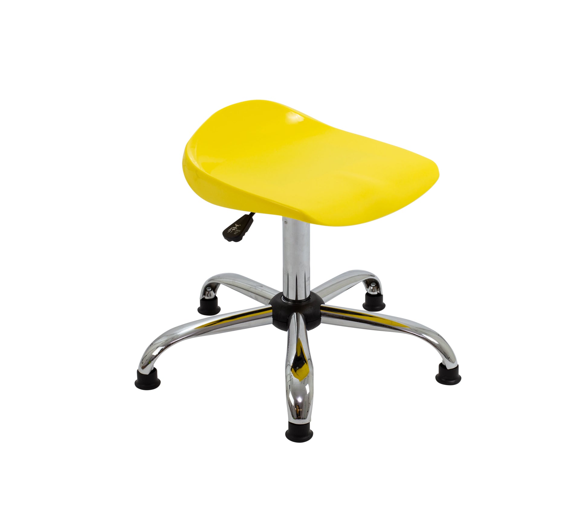 Titan Swivel Senior Stool with Chrome Base and Glides Size 5-6 | Yellow/Chrome