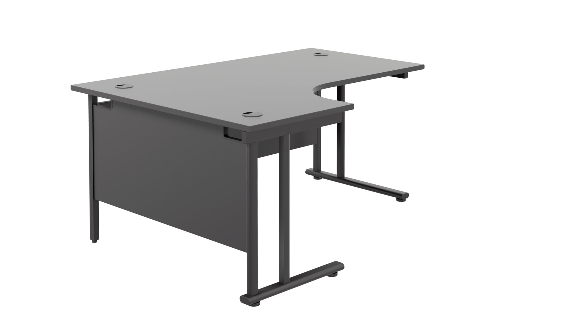 Twin Upright Left Hand Radial Desk | 1800X1200 | Black/Black