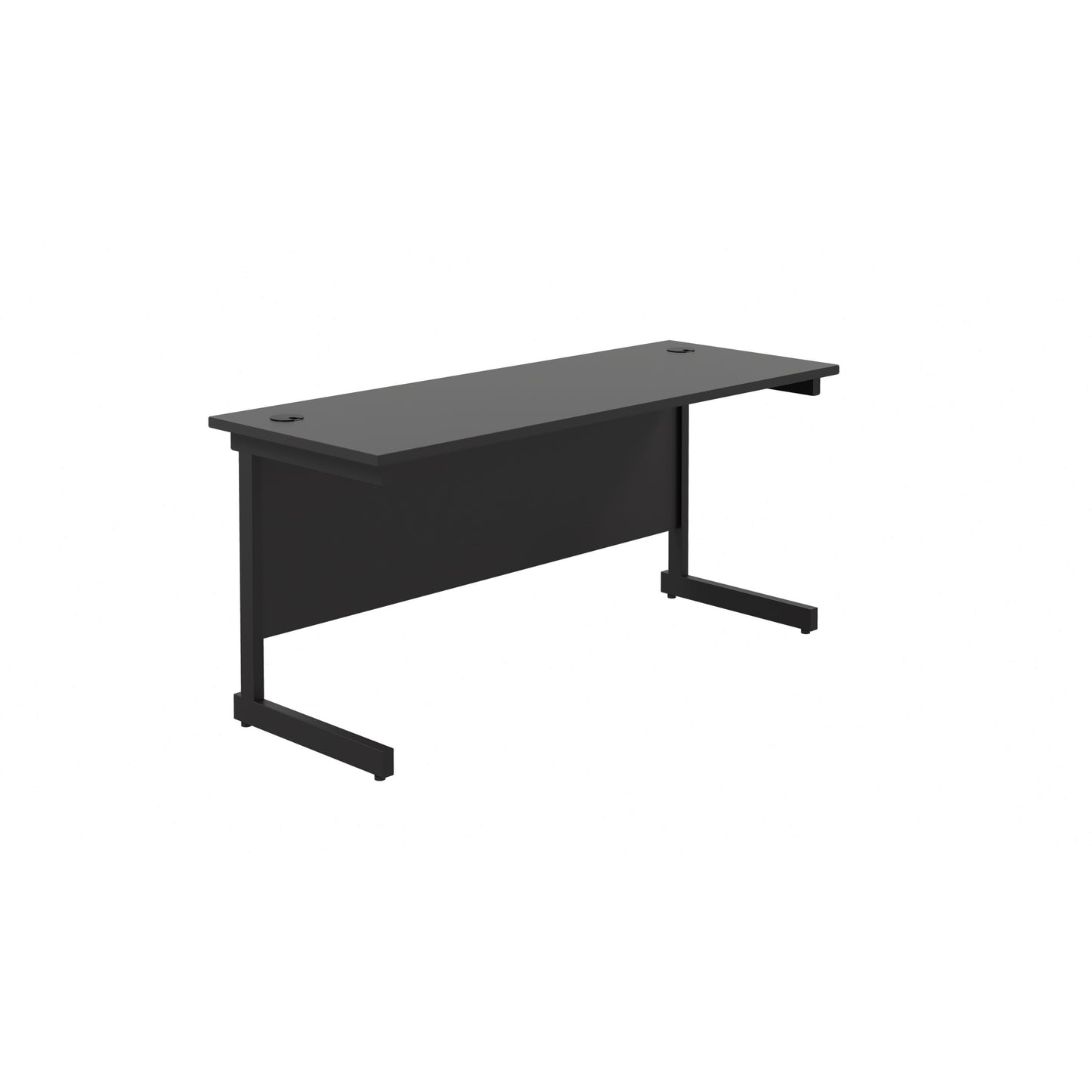 Single Upright Rectangular Desk: 600mm Deep | 1600X600 | Black/Black