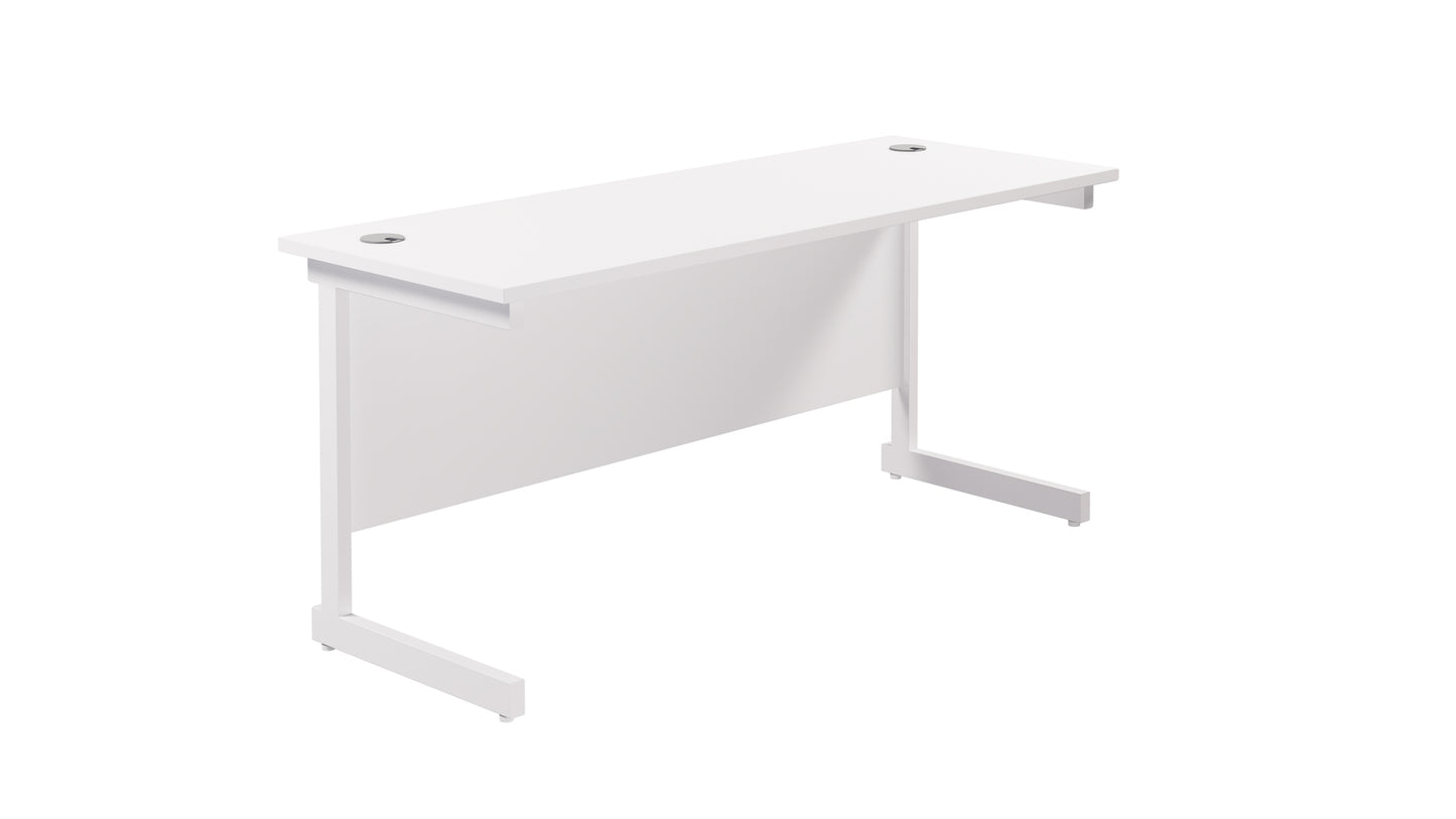 Single Upright Rectangular Desk: 600mm Deep | 1800X600 | White/White