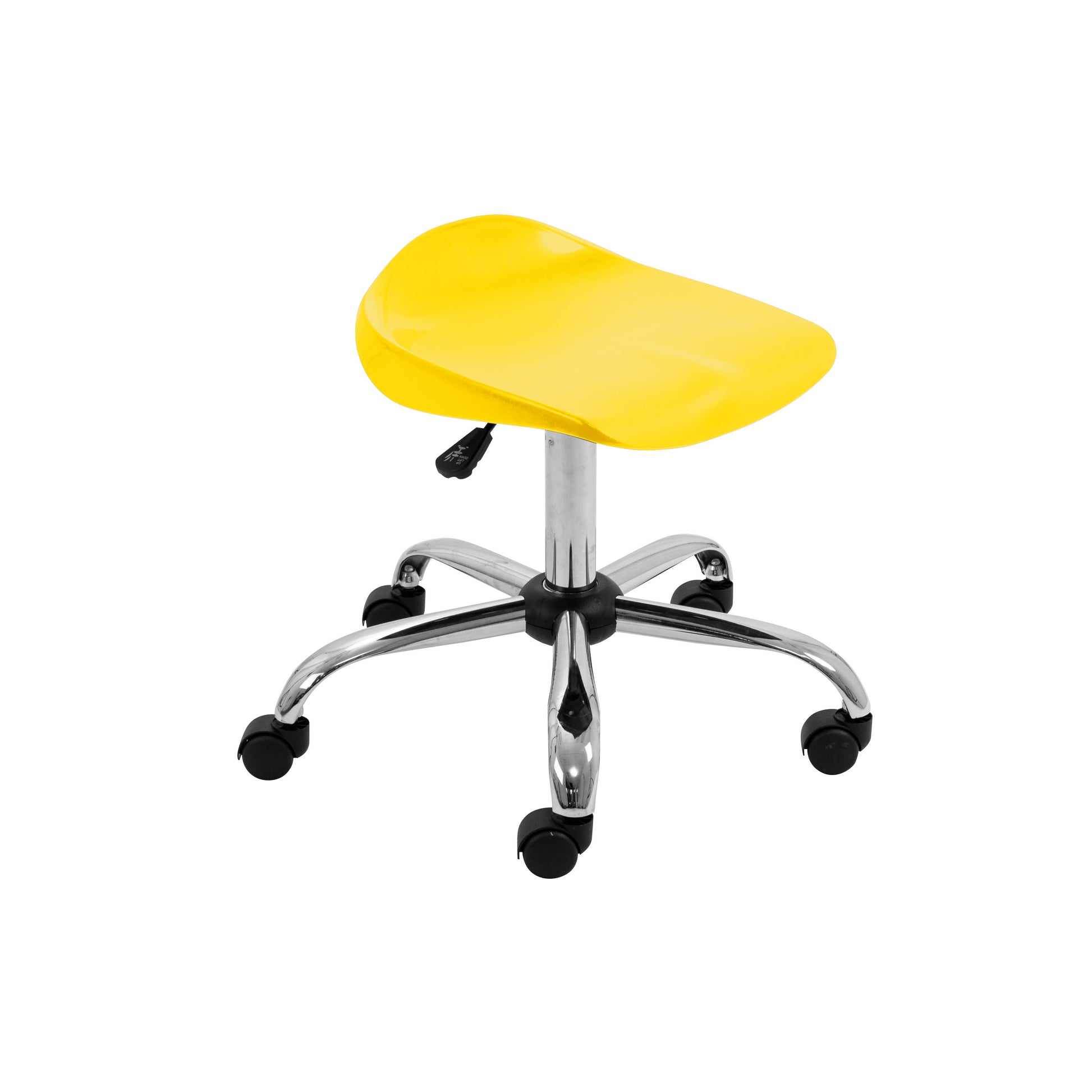 Titan Swivel Senior Stool with Chrome Base and Castors Size 5-6 | Yellow/Chrome