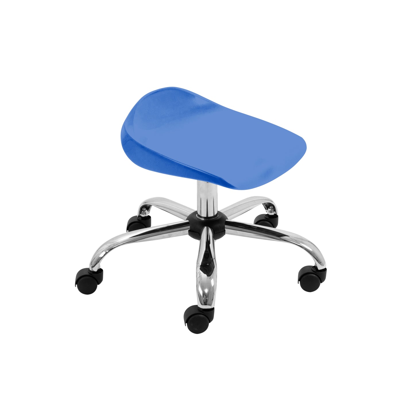 Titan Swivel Junior Stool with Chrome Base and Castors Size 5-6 | Blue/Chrome