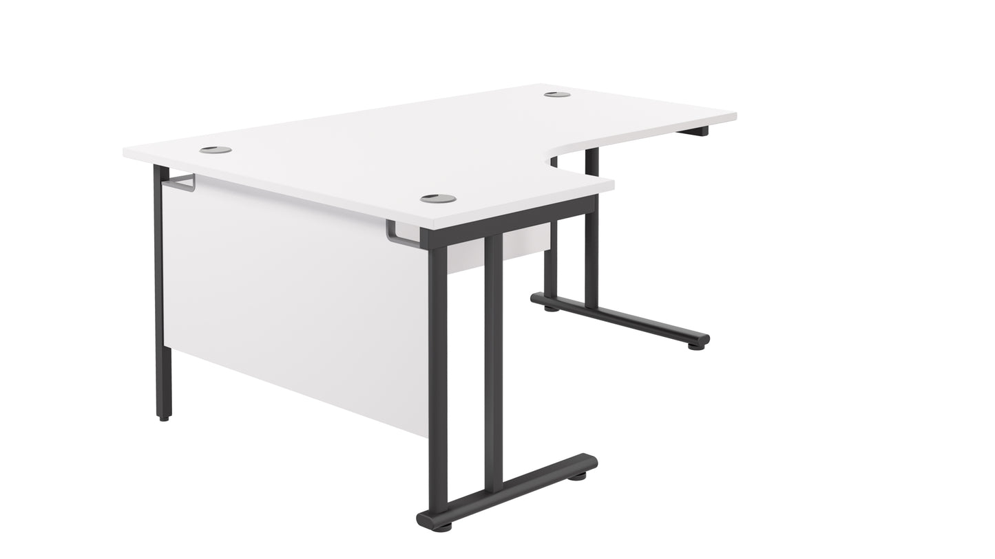 Twin Upright Left Hand Radial Desk | 1800X1200 | White/Black