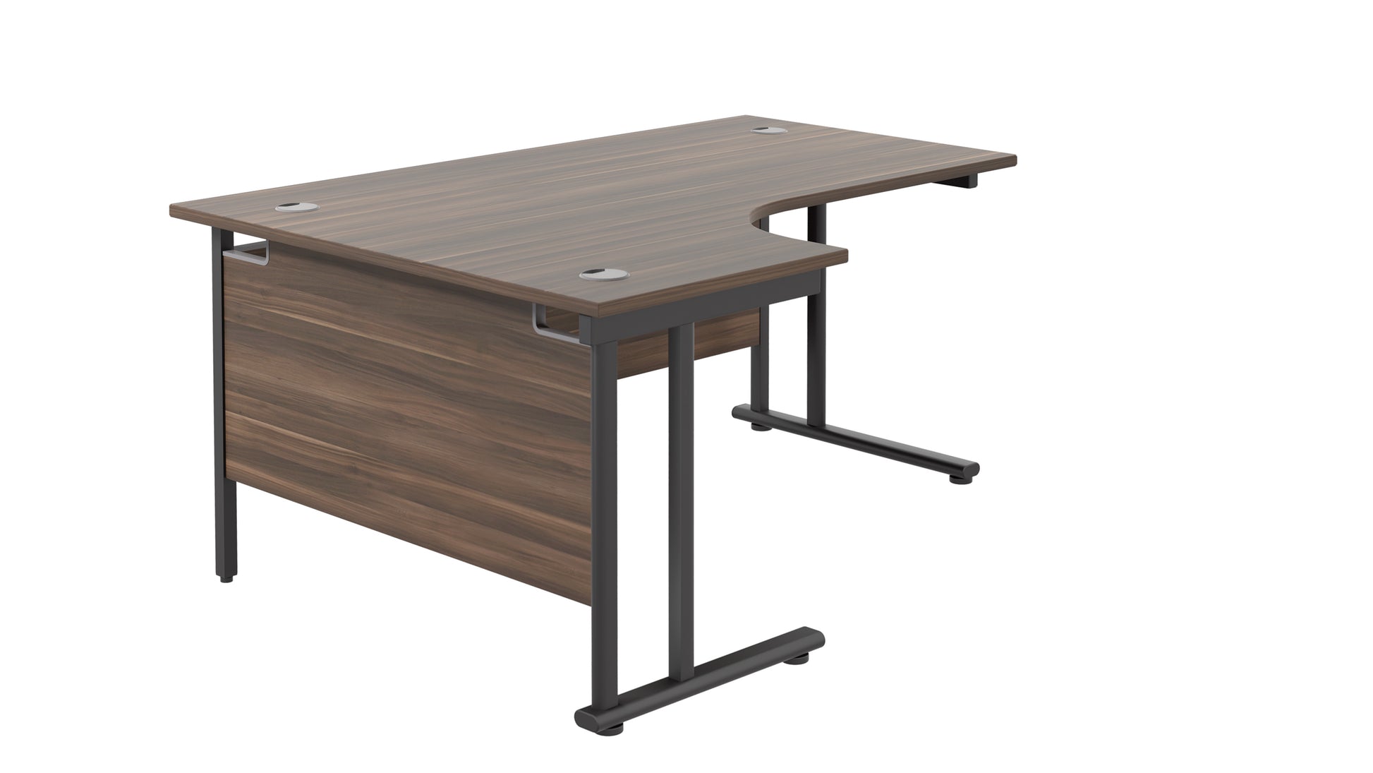 Twin Upright Left Hand Radial Desk | 1800X1200 | Dark Walnut/Black