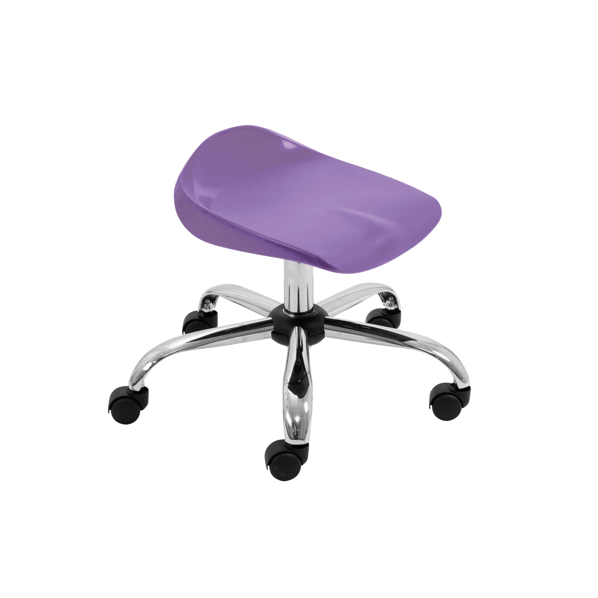 Titan Swivel Junior Stool with Chrome Base and Castors Size 5-6 | Purple/Chrome