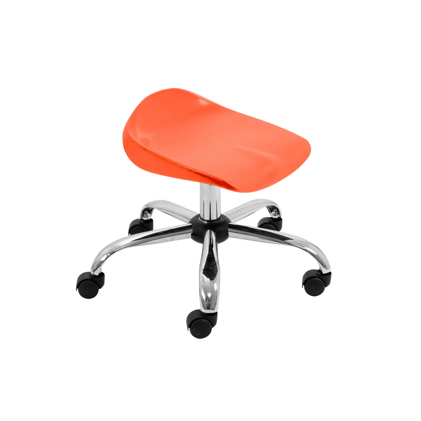 Titan Swivel Junior Stool with Chrome Base and Castors Size 5-6 | Orange/Chrome