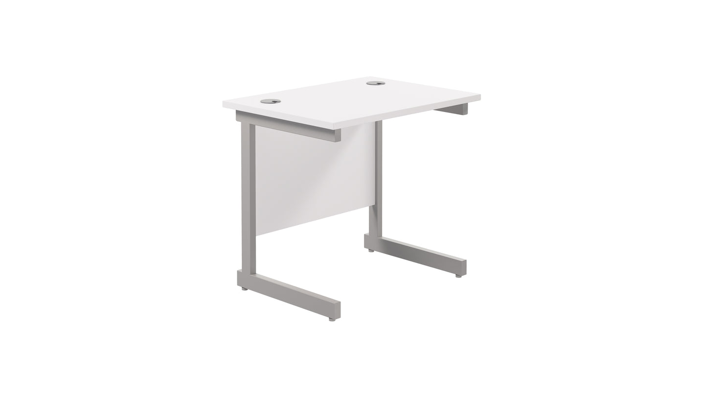 Single Upright Rectangular Desk: 600mm Deep | 800X600 | White/Silver