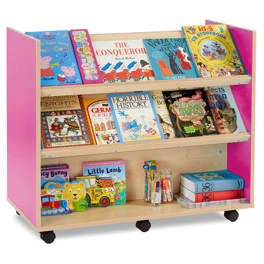 Monarch Mobile Library Unit with 1 Straight Shelf & 2 Angled Shelves