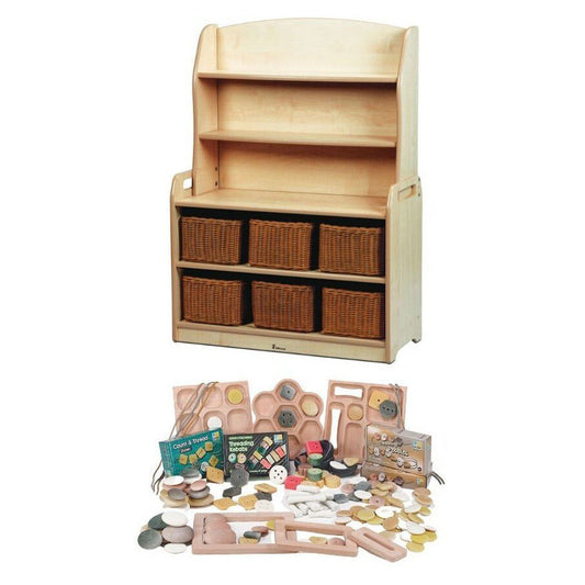 Millhouse Early Years Welsh Dresser Display Storage with 6 baskets and PT1146 Loose Parts Kit