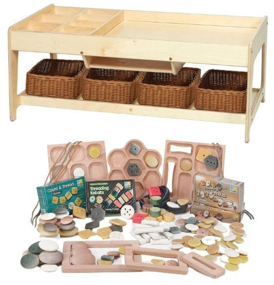 Millhouse Early Years Investigative Play Table and 4 Baskets plus PT1146 Loose Parts Kit