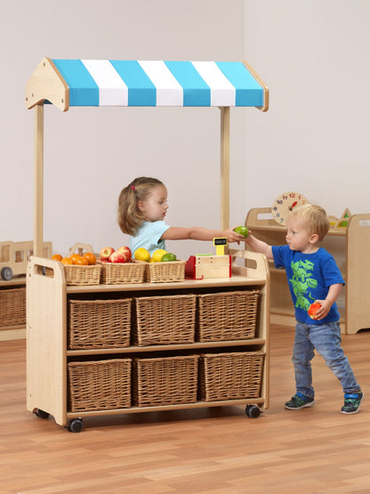 Millhouse Early Years Mobile Tall Unit with Canopy Add-on and 6 Baskets