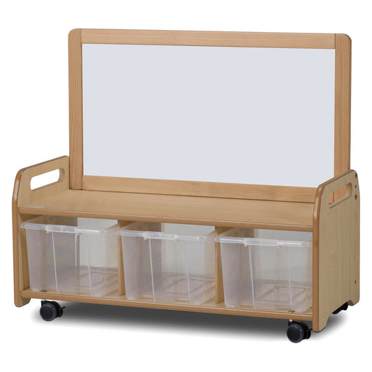 Millhouse Early Years Mobile Low Magnetic Storage Unit with 3 Clear Tubs