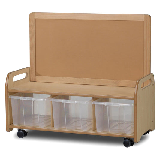 Millhouse Early Years Mobile Low Display Storage Unit with 3 Clear Tubs