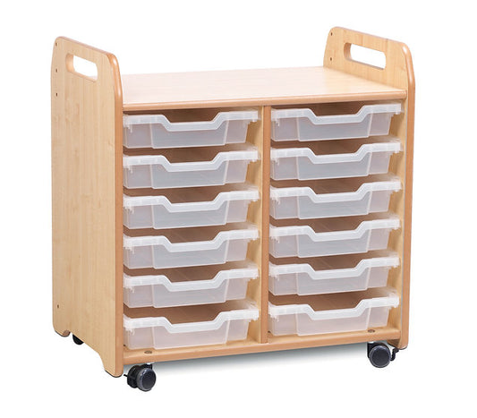 Millhouse Early Years Tray Storage Unit (2 column) with 12 Shallow Trays