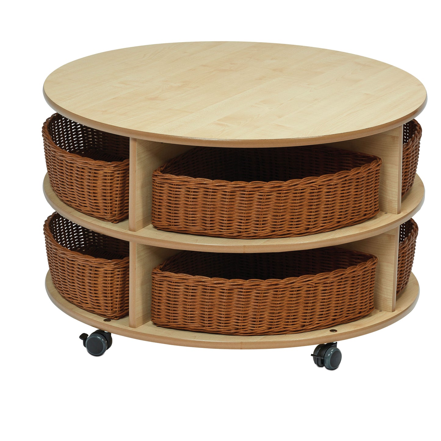 Millhouse Early Years Double Tier Mobile Circular Storage Unit with Baskets