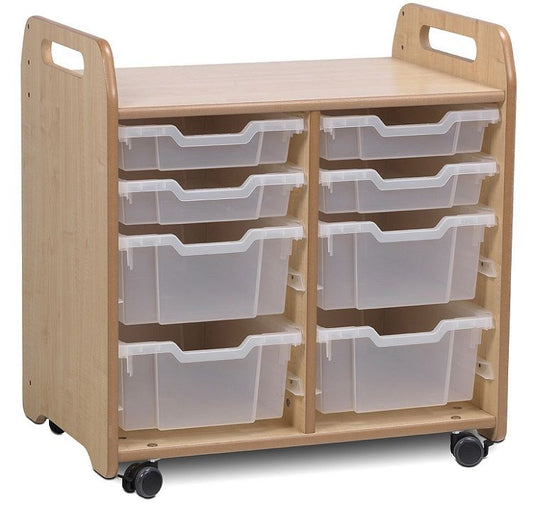 Millhouse Early Years Tray Storage Unit (2 column) with 4 Shallow and 4 Deep Trays