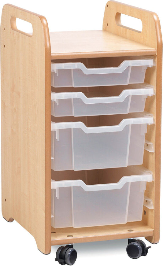 Millhouse Early Years Tray Storage Unit (1 column) with 2 Shallow and 2 Deep Trays