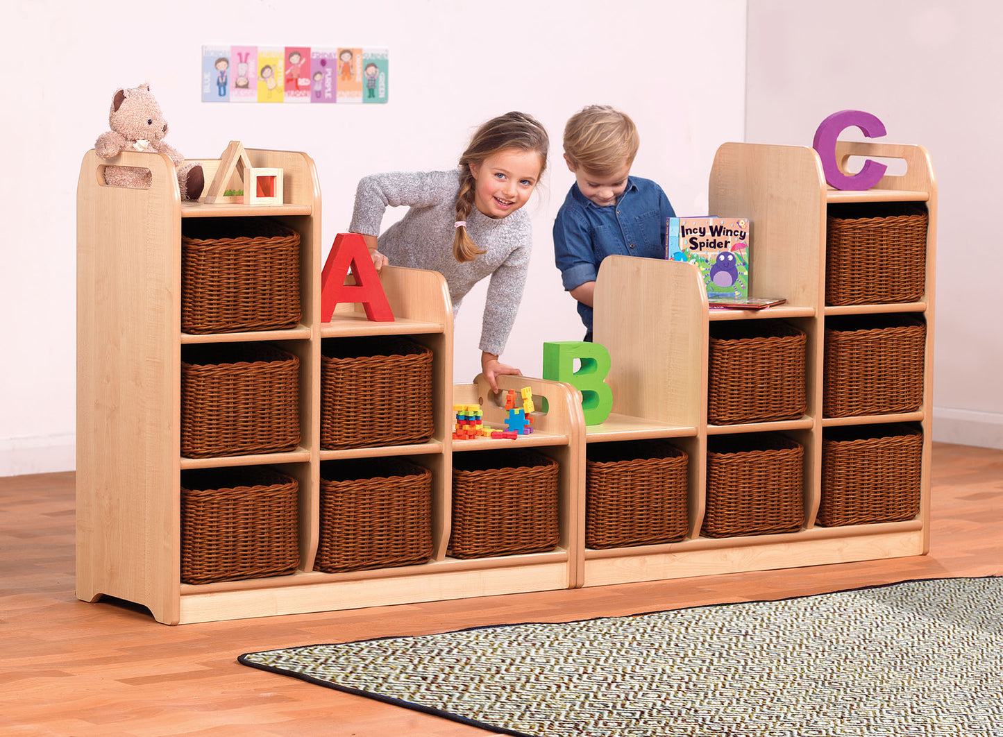 Millhouse Early Years Stepped Storage Left Hand with Baskets