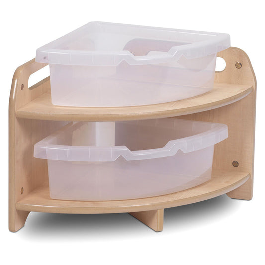 Millhouse Early Years Low Level 90 degree Corner Unit with 2 Clear Tubs