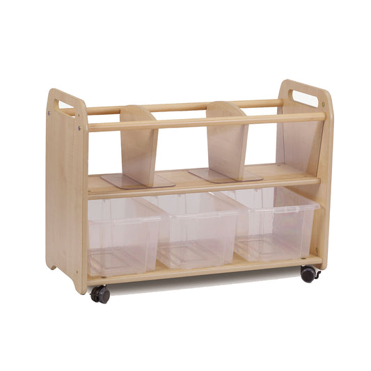 Millhouse Early Years Mobile Clear View Storage Unit with 3 Clear Tubs