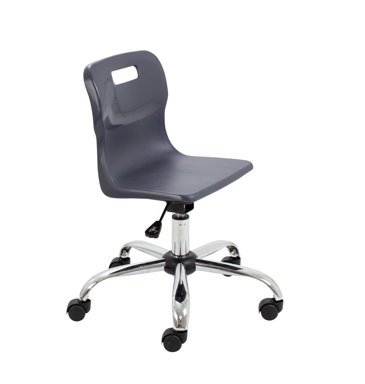 Titan Swivel Junior Chair with Chrome Base and Castors Size 3-4 | Charcoal/Chrome