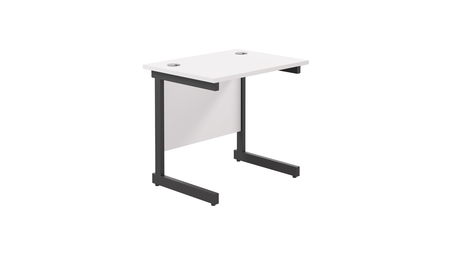 Single Upright Rectangular Desk: 600mm Deep | 800X600 | White/Black