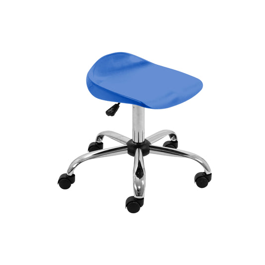 Titan Swivel Senior Stool with Chrome Base and Castors Size 5-6 | Blue/Chrome