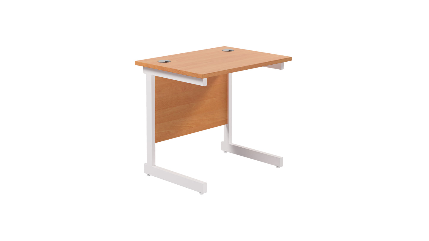 Single Upright Rectangular Desk: 600mm Deep | 800X600 | Beech/White