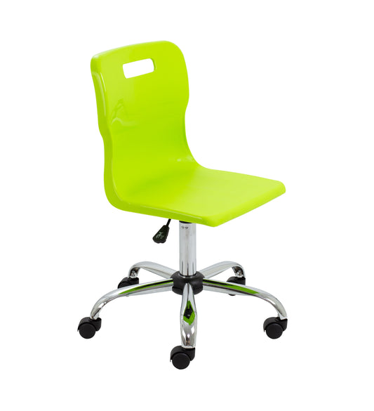 Titan Swivel Senior Chair with Chrome Base and Castors Size 5-6 | Lime/Chrome