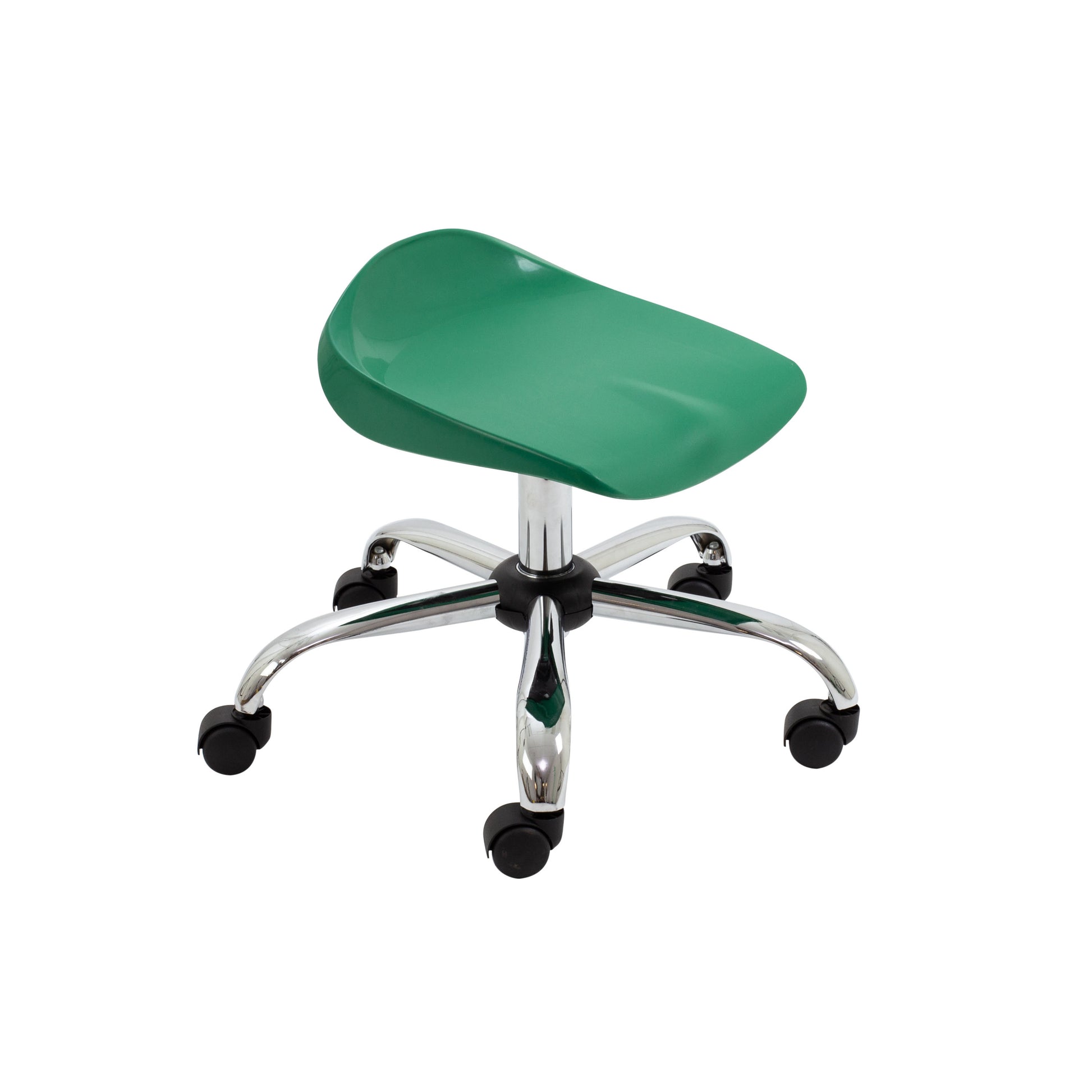 Titan Swivel Junior Stool with Chrome Base and Castors Size 5-6 | Green/Chrome