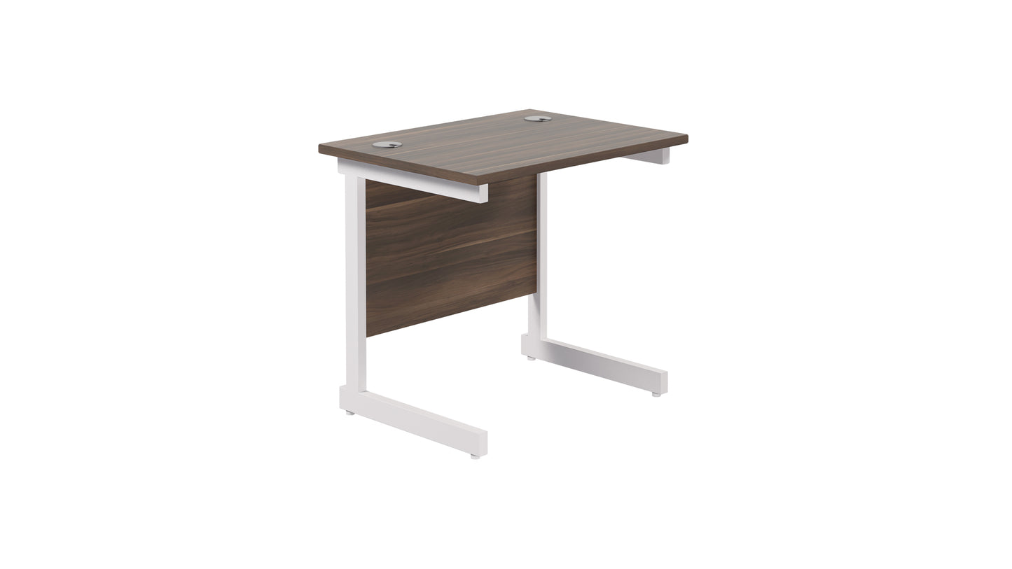 Single Upright Rectangular Desk: 600mm Deep | 800X600 | Dark Walnut/White