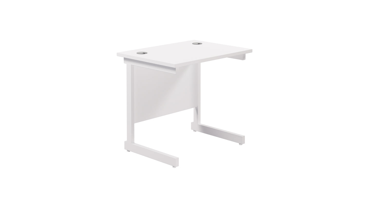 Single Upright Rectangular Desk: 600mm Deep | 800X600 | White/White