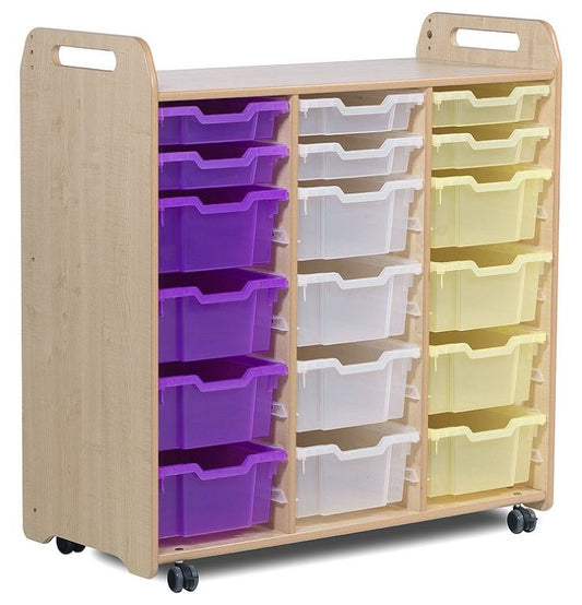 Millhouse Early Years Tray Storage Unit (1080mm height) with 6 Shallow and 12 Deep Trays