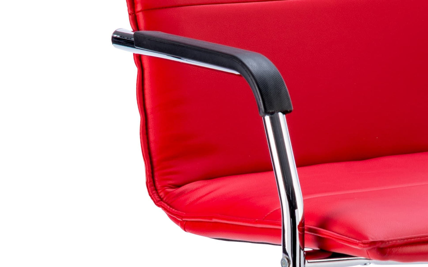 Echo Medium Back Leather Cantilever Visitor Chair with Arms