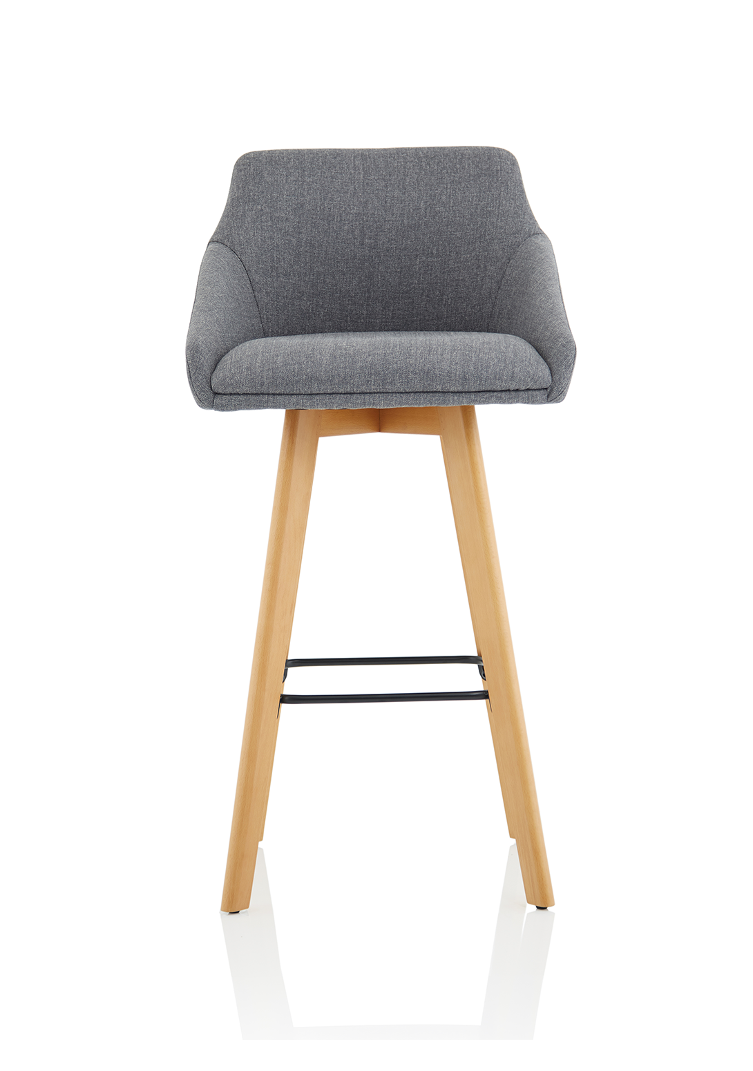 Carmen Grey Fabric Wooden Leg High Stool Chair