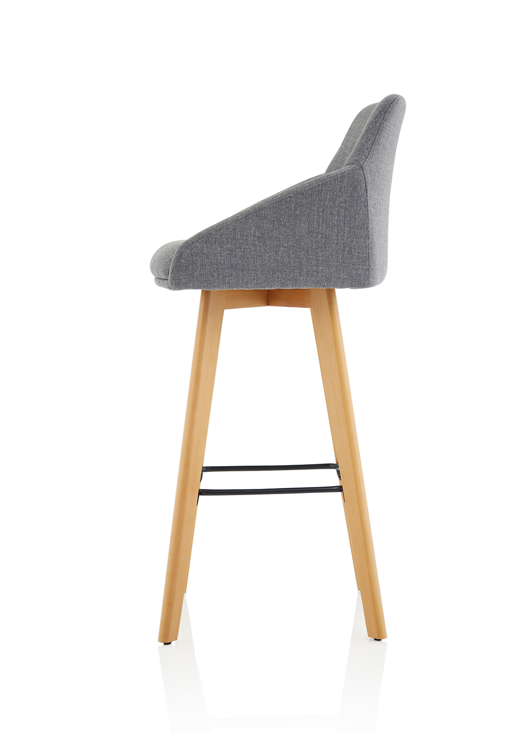 Carmen Grey Fabric Wooden Leg High Stool Chair