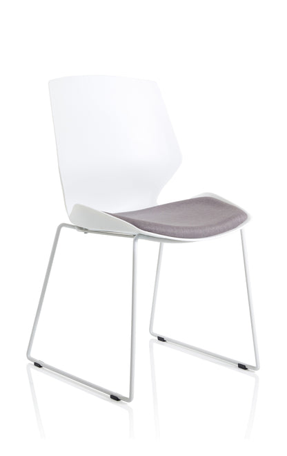 Florence Sled White Frame Fabric Seat Visitor Chair