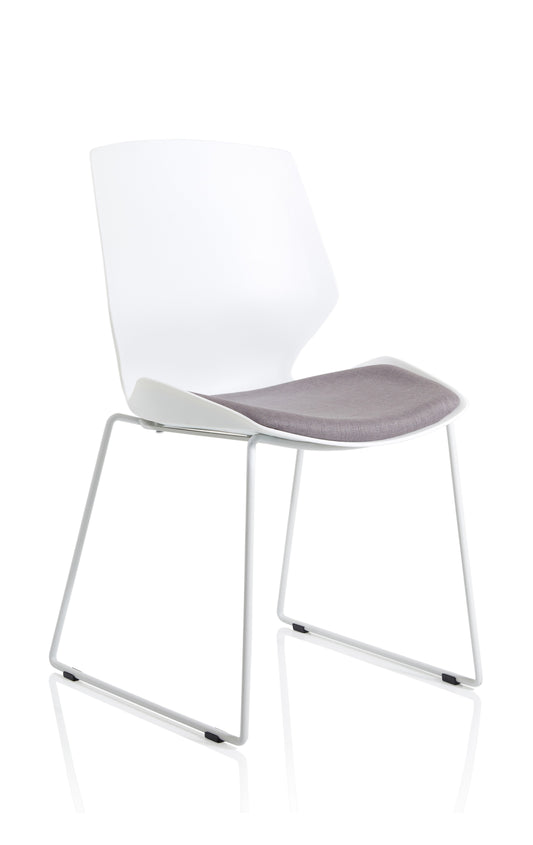 Florence Sled White Frame Fabric Seat Visitor Chair