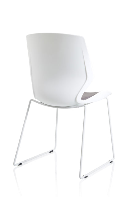 Florence Sled White Frame Fabric Seat Visitor Chair