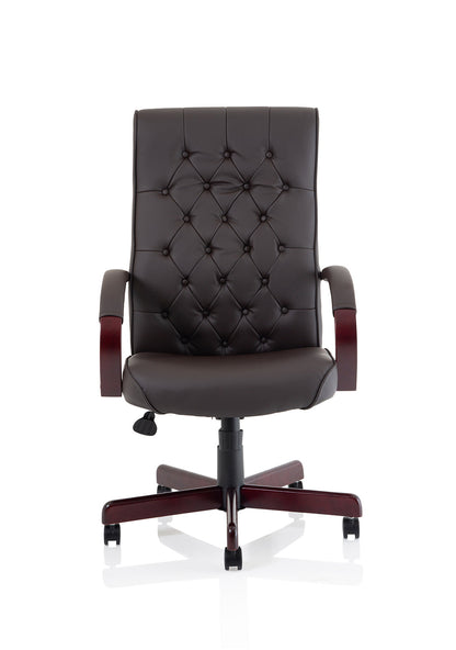 Chesterfield High Back Leather Executive Office Chair with Arms