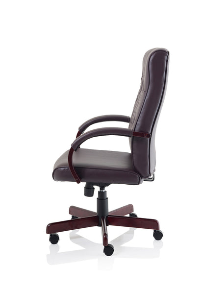 Chesterfield High Back Leather Executive Office Chair with Arms