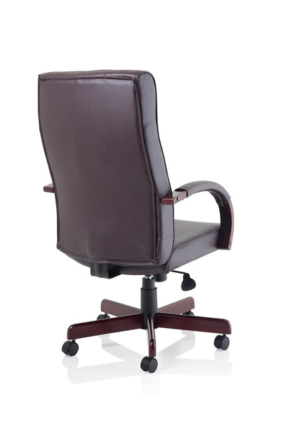 Chesterfield High Back Leather Executive Office Chair with Arms