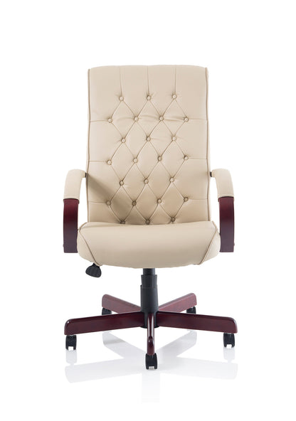 Chesterfield High Back Leather Executive Office Chair with Arms