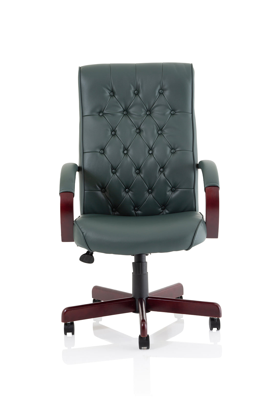 Chesterfield High Back Leather Executive Office Chair with Arms