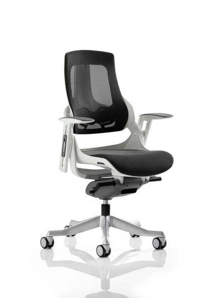 Zure High Back White Shell Executive Office Chair with Arms