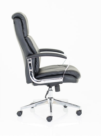 Tunis High Back Executive Black Leather Office Chair with Arms