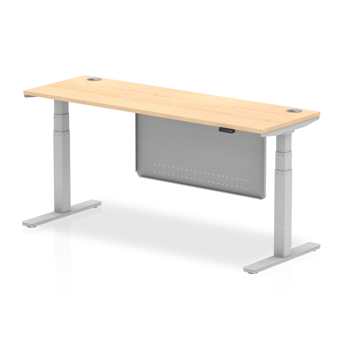 Air Slimline Height Adjustable Desk with Cable Ports with Steel Modesty Panel