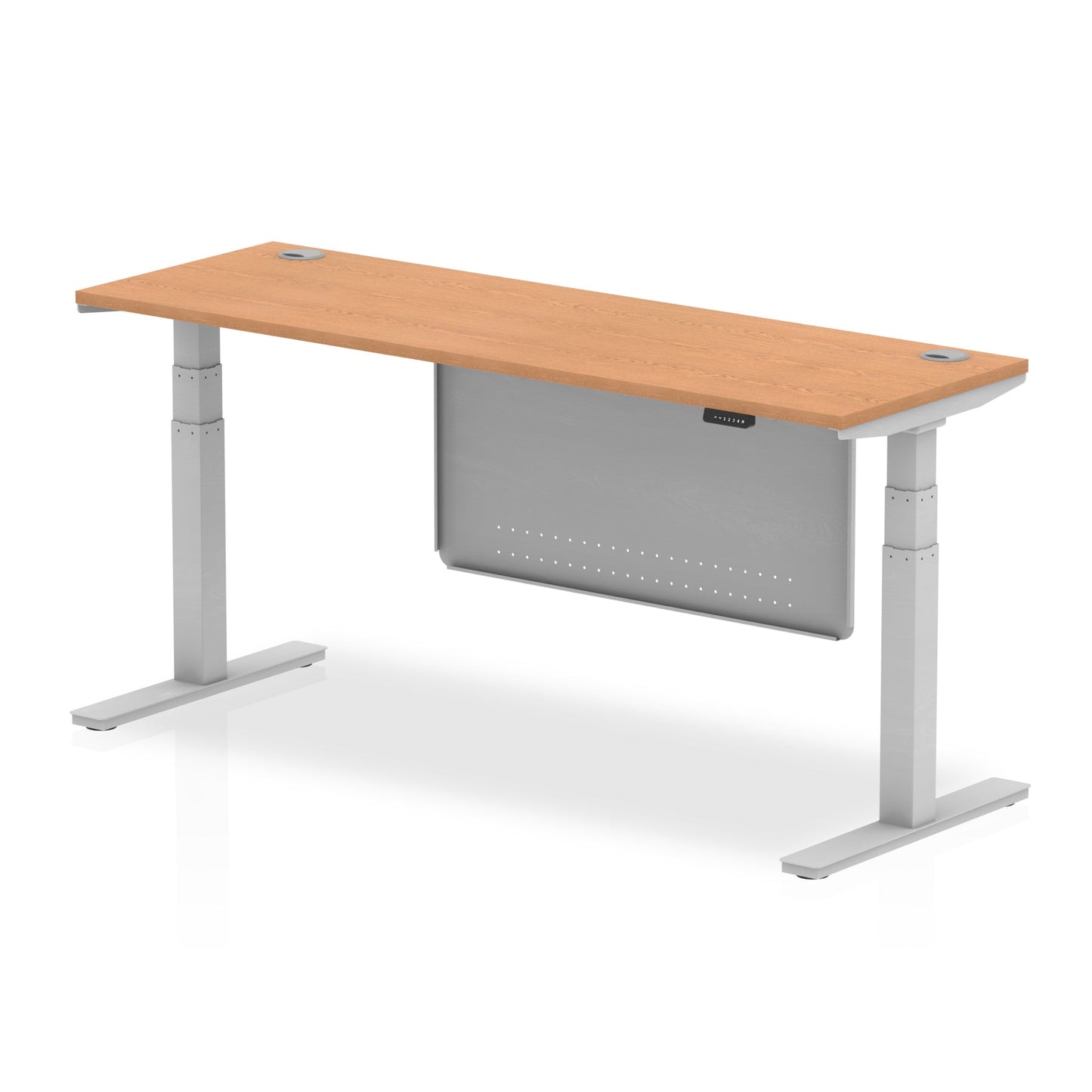 Air Slimline Height Adjustable Desk with Cable Ports with Steel Modesty Panel