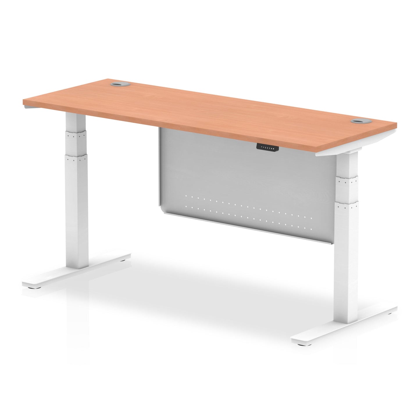 Air Slimline Height Adjustable Desk with Cable Ports with Steel Modesty Panel